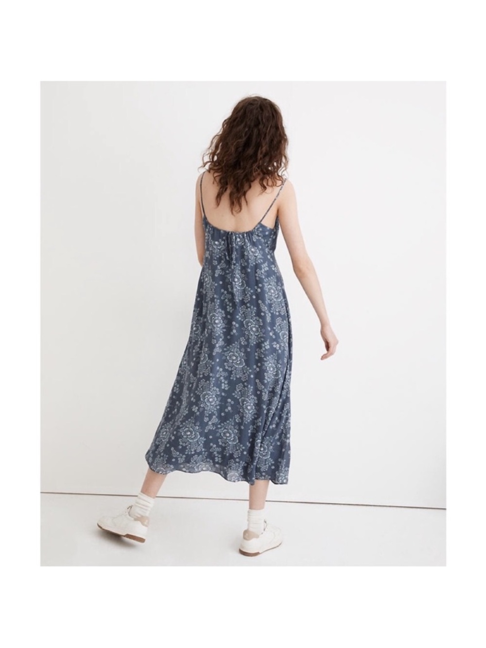 Madewell Dusty Blue Floral Slip Dress - Picture 3 of 10